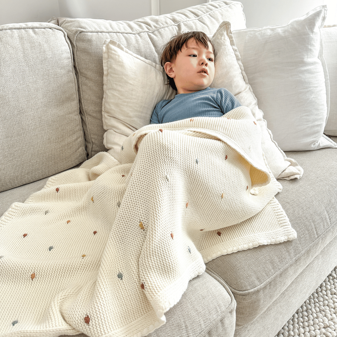 Organic Cotton Heirloom Baby Blanket | Polka Dot Dreams
