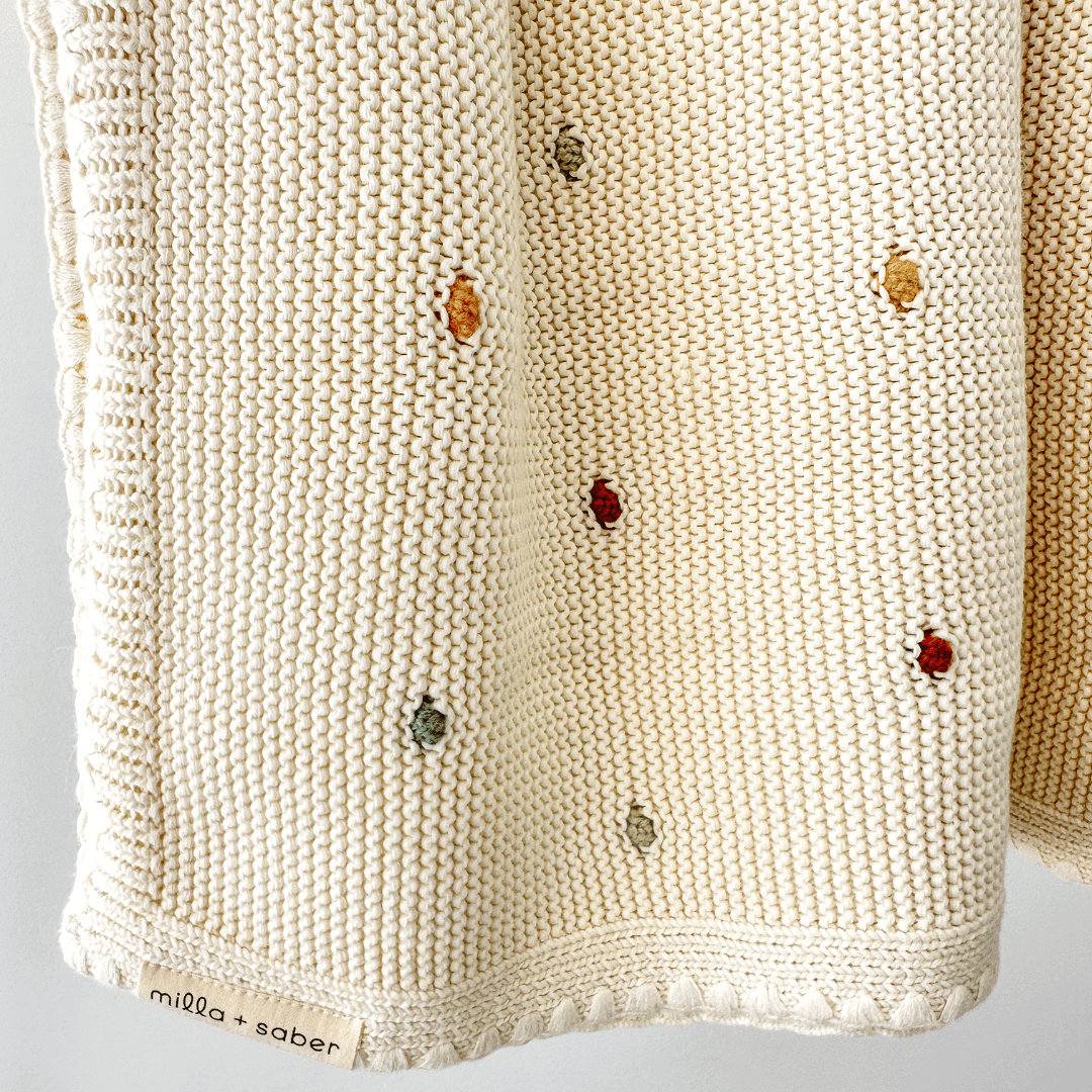 Organic Cotton Heirloom Baby Blanket | Polka Dot Dreams