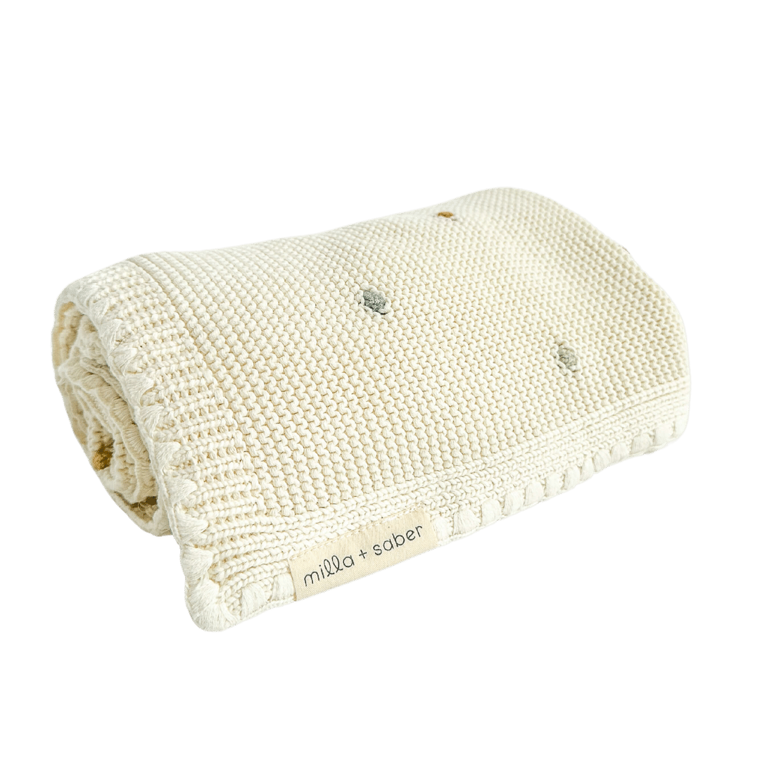 Organic Cotton Heirloom Baby Blanket | Polka Dot Dreams
