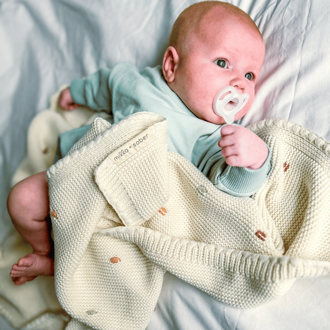 Organic Cotton Heirloom Baby Blanket | Polka Dot Dreams