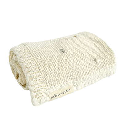 Organic Cotton Heirloom Baby Blanket | Polka Dot Dreams