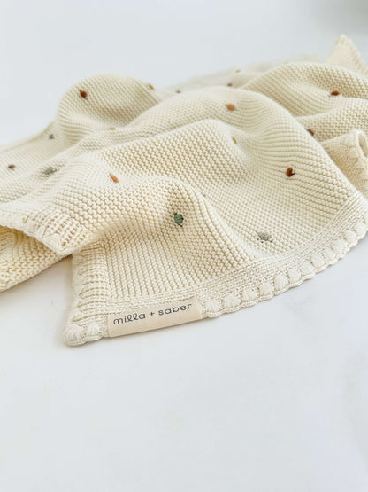 Organic Cotton Heirloom Baby Blanket | Polka Dot Dreams