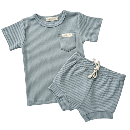 Organic Cotton Ribbed Summer Set | Blueberry - Milla + Saber